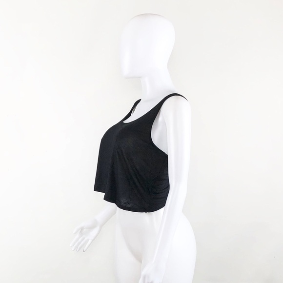 NWOT Black Criss Cross Backless Loose Fit Crop Top - Picture 4 of 6